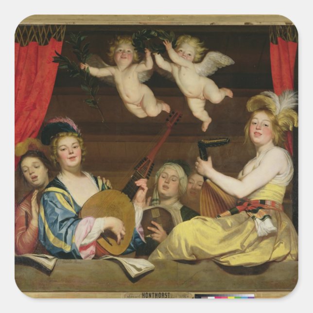 The Concert, 1624 Square Sticker (Front)