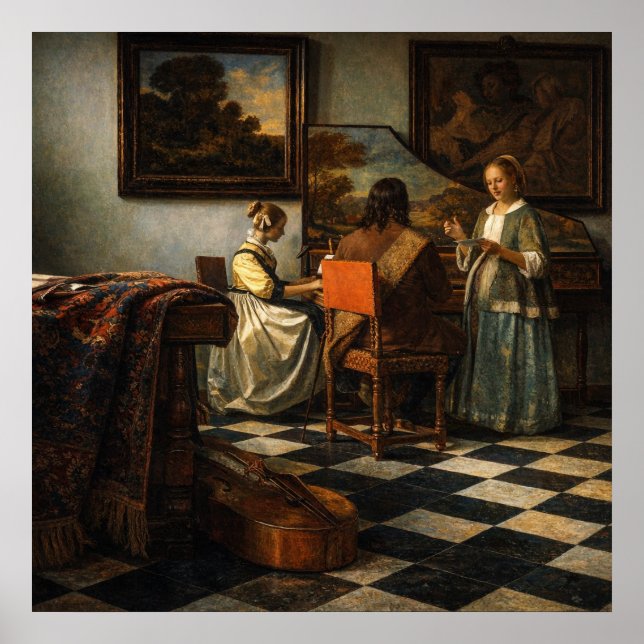 The Concert by Johannes Vermeer Poster (Front)