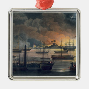 The Conflagration of Dalla on the Rangoon River, p Metal Tree Decoration