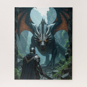 The Confrontation knight vs dragon Jigsaw Puzzle
