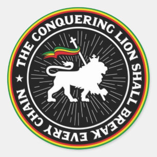 The Conquering Lion Shall Break Every Chain Rasta Classic Round Sticker