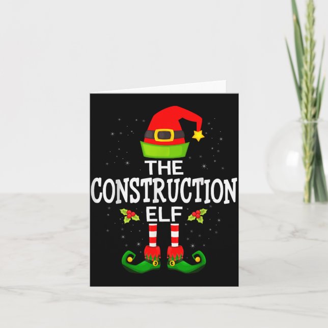 The Construction Elf Christmas Family Matching Paj Card (Front)
