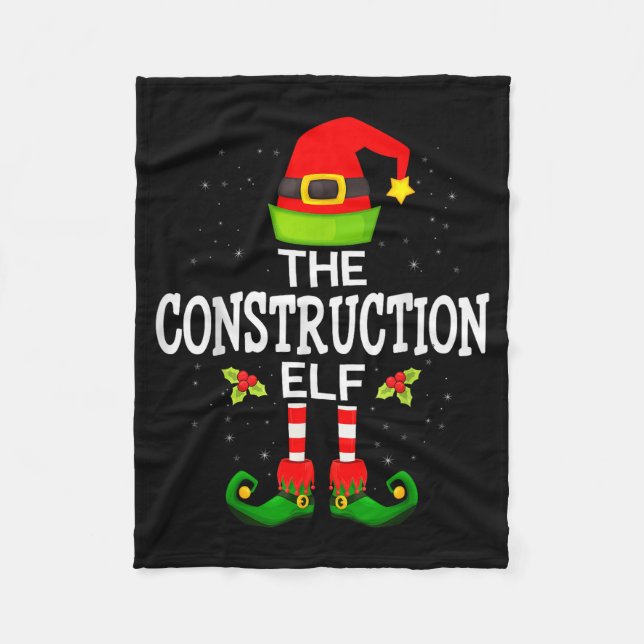 The Construction Elf Christmas Family Matching Paj Fleece Blanket (Front)