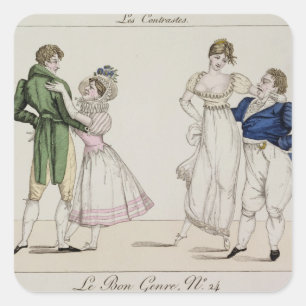 The Contrasts, plate 24 from 'Le Bon Genre', 1811 Square Sticker
