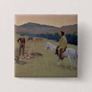 The Conversation, or Dubious Company (oil on canva 15 Cm Square Badge
