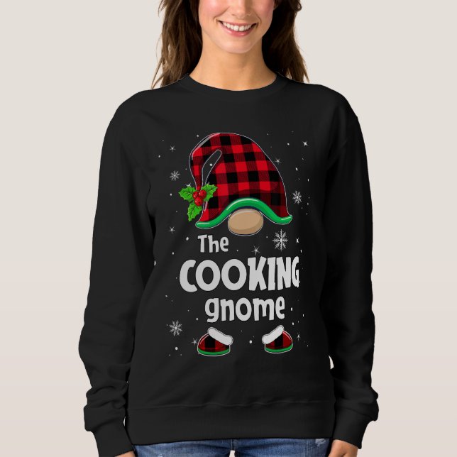 The Cooking Gnome Buffalo Plaid Christmas Matching Sweatshirt (Front)