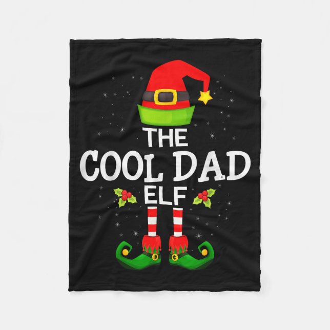 The Cool Dad Elf Christmas Family Matching Pajama  Fleece Blanket (Front)