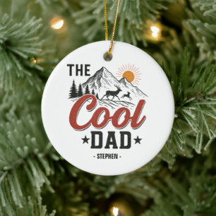 The Cool Dad – Rustic Mountain and Deer Design Ceramic Ornament