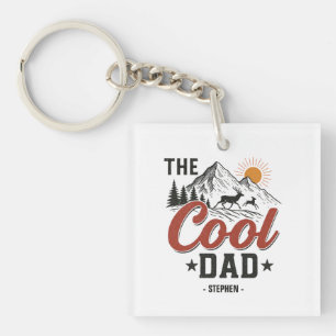 The Cool Dad – Rustic Mountain and Deer Design Key Ring