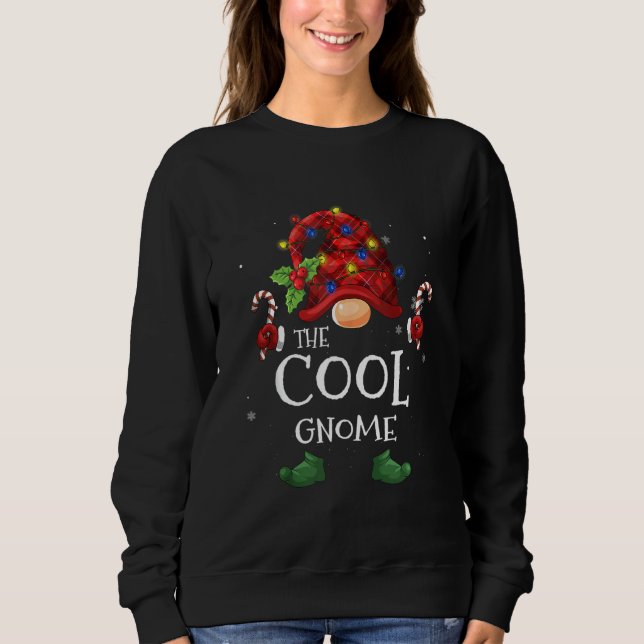The Cool Gnome Buffalo Plaid Christmas Tree Light Sweatshirt (Front)