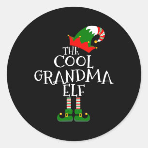 The Cool Grandma Elf Gift Matching Family Group Ch Classic Round Sticker