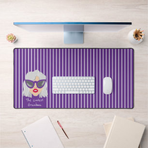 The Coolest Grandma with Glasses Custom Text Desk Mat