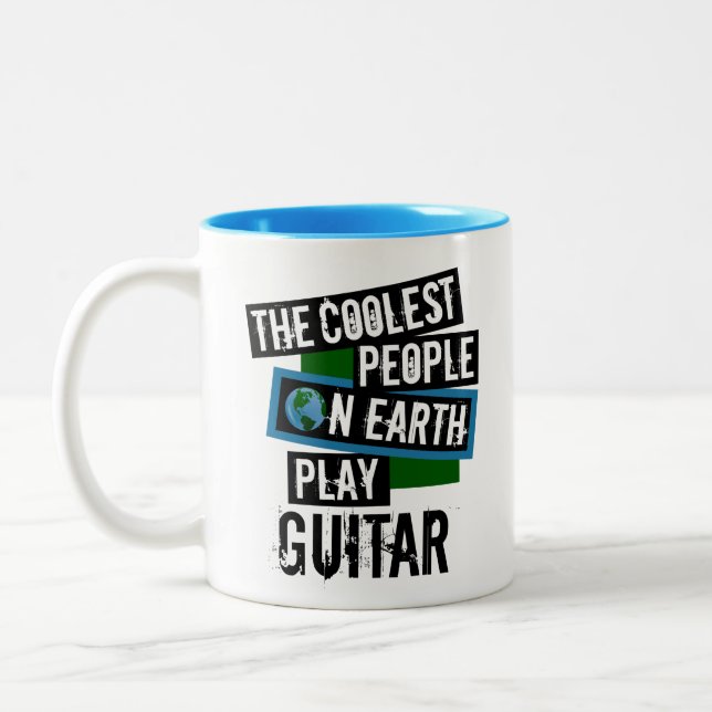 The Coolest People on Earth Play Guitar Two-Tone Coffee Mug (Left)