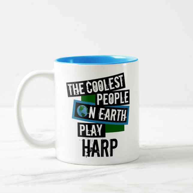 The Coolest People on Earth Play Harp Two-Tone Coffee Mug (Left)