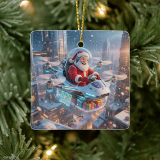 The Coolest Sci-Fi Santa Ceramic Ornament