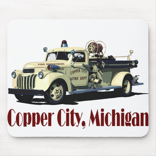 The Copper City Firetruck Mouse Pad (Front)