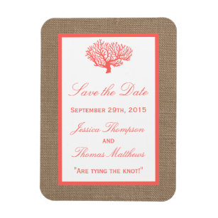 The Coral On Burlap Boho Beach Wedding Collection Magnet