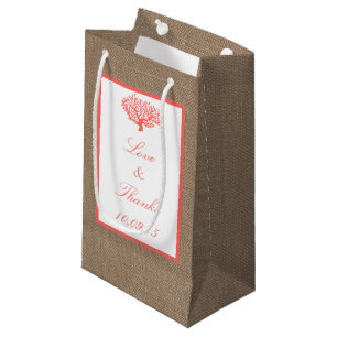 The Coral On Burlap Boho Beach Wedding Collection Small Gift Bag