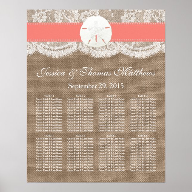 The Coral Sand Dollar Beach Wedding Collection Poster (Front)