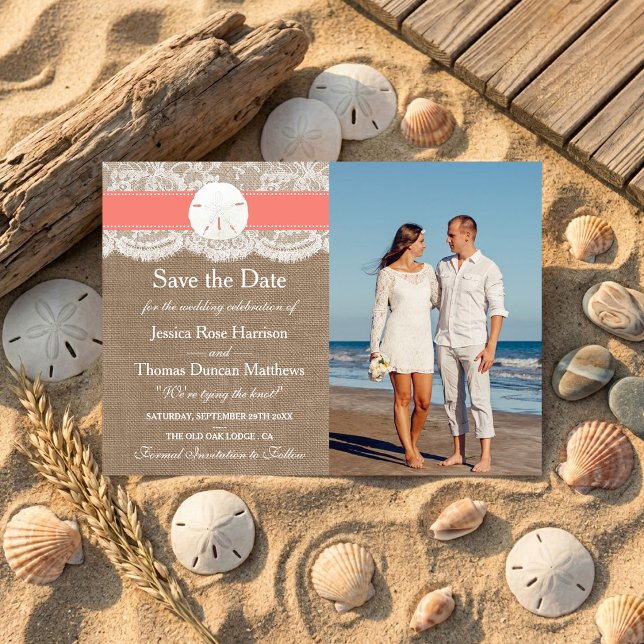 The Coral Sand Dollar Beach Wedding Collection Save The Date (Creator Uploaded)