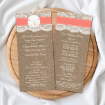 The Coral Sand Dollar Wedding Collection Programs<br><div class="desc">The coral sand dollar beach wedding collection is a stunning design featuring a lovely rustic burlap effect background with a romantic vintage white lace effect trim finished with a stunning sand dollar and coral ribbon. These programs can be personalised for your special occasion and would make the perfect template for...</div>