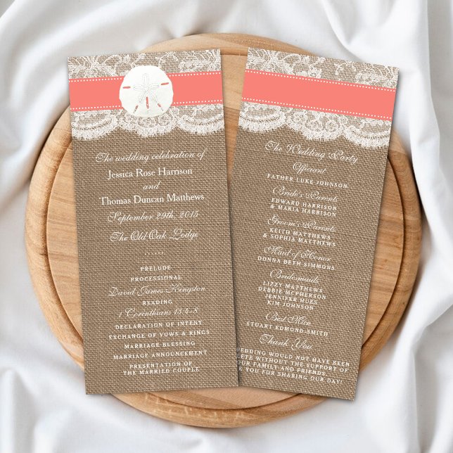 The Coral Sand Dollar Wedding Collection Programs Rack Card (Creator Uploaded)