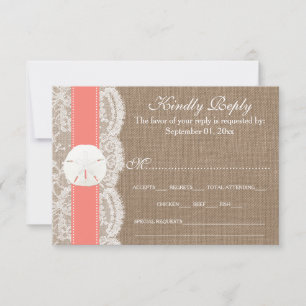 The Coral Sand Dollar Wedding Collection RSVP Card