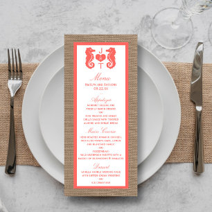 The Coral Seahorse Burlap Beach Wedding Collection Menu