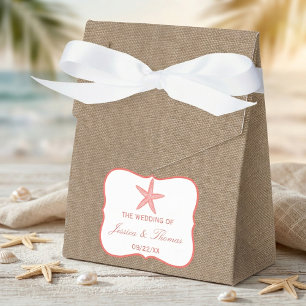 The Coral Starfish Burlap Beach Wedding Collection Favour Box