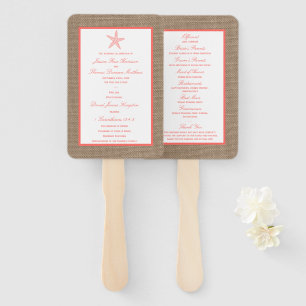 The Coral Starfish Burlap Beach Wedding Collection Hand Fan