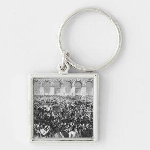 The 'Corbeille' at the Bourse of Paris, 1873 Key Ring
