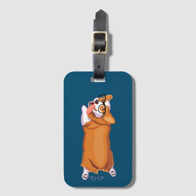 The Corgi Sploot Luggage Tag (Front Vertical)