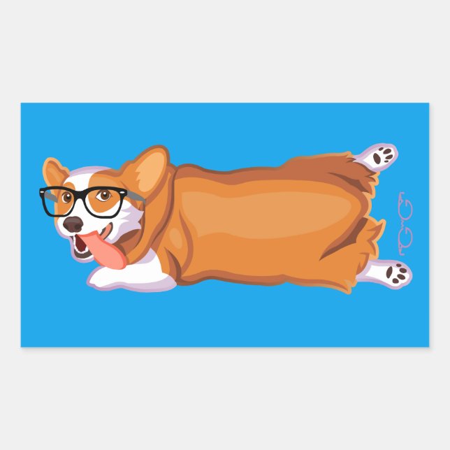 The Corgi Sploot Rectangular Sticker (Front)