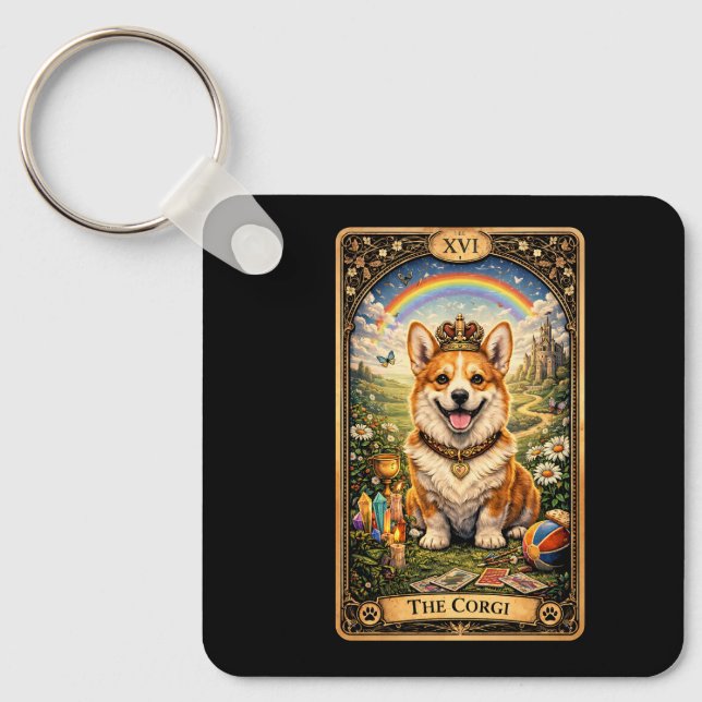 The Corgi Tarot Card Key Ring (Front)