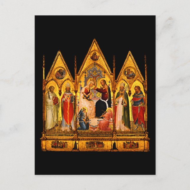 The Coronation of the Virgin and Saints Mediaeval  Postcard (Front)
