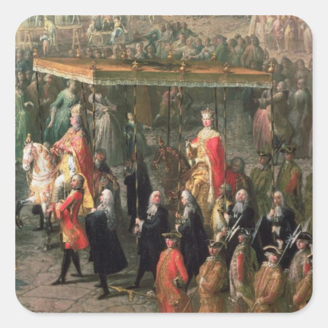 The coronation procession of Joseph II Square Sticker (Front)