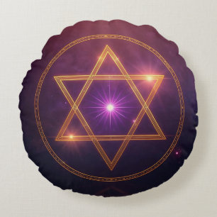 The Cosmic Star of Enlightened Balance Round Cushion