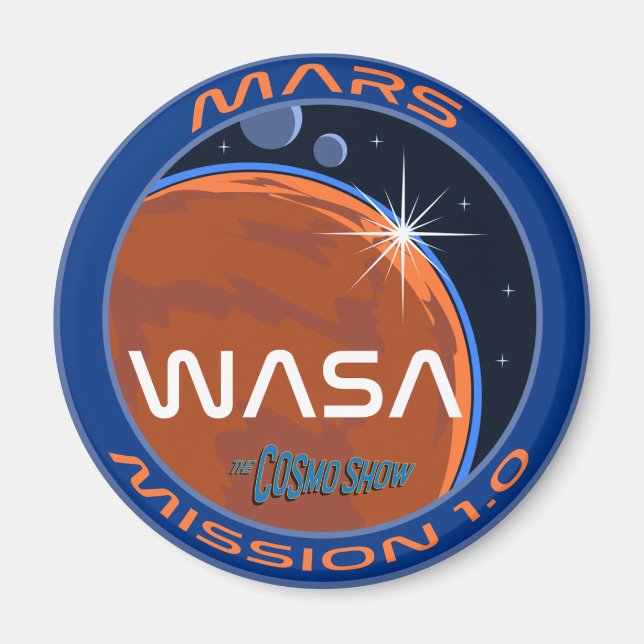 The Cosmo Show | WASA Mission Patch Round Magnet (Front)