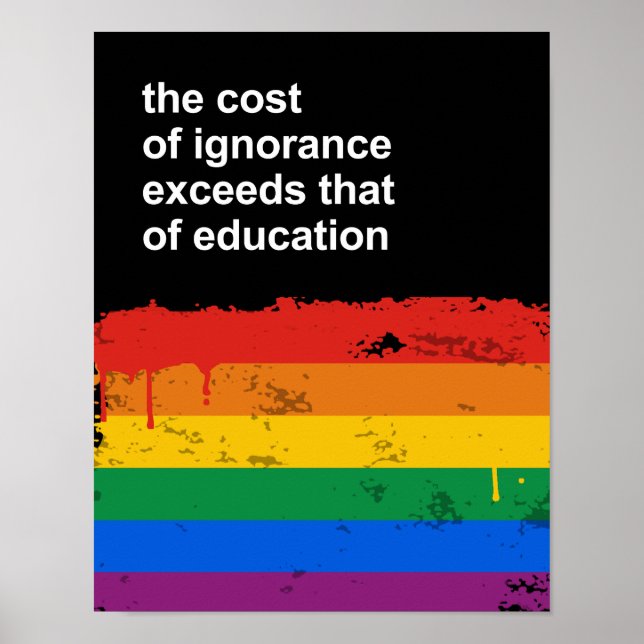 The cost of ignorance exceeds that of education poster (Front)