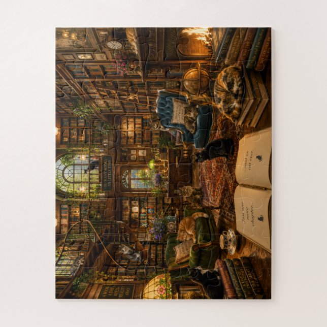 The Cosy Cats Library  - Jigsaw Puzzle (Vertical)