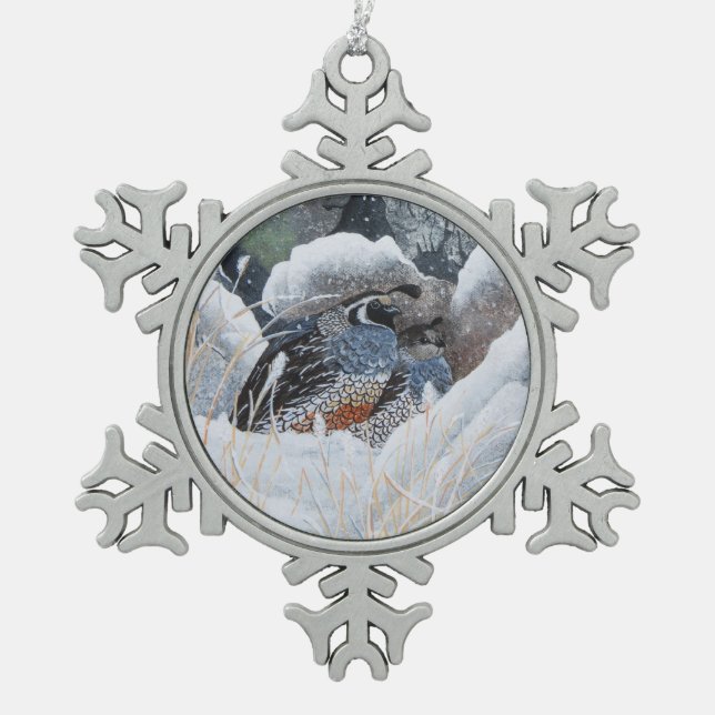 The Cosy Couple Snowflake Pewter Christmas Ornament (Front)