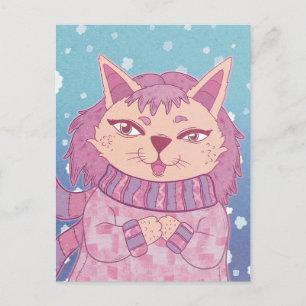 The Cosy Winter Cat Postcard