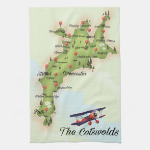 The Cotswolds Vintage Map Tea Towel