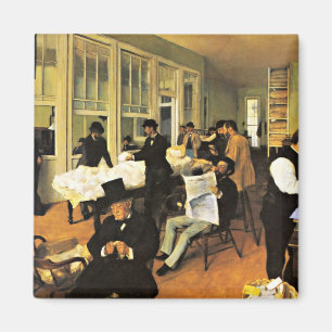 The Cotton Exchange - Edgar Degas artwork Magnet