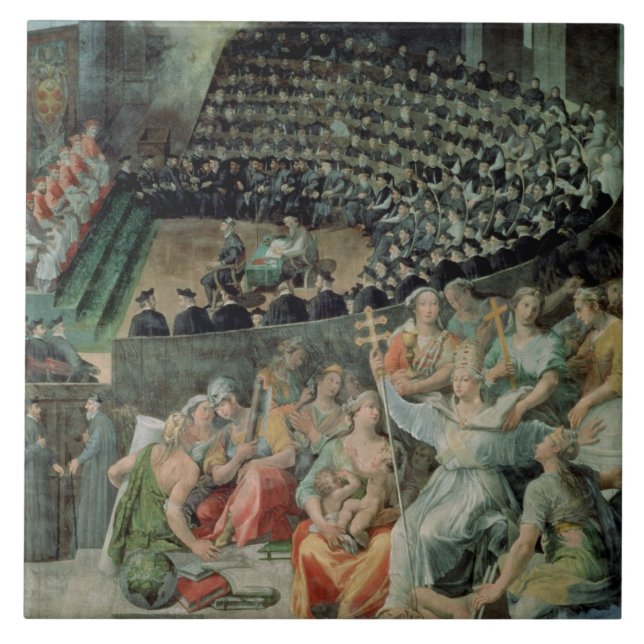 The Council of Trent, 1588-89 (fresco) Ceramic Tile (Front)