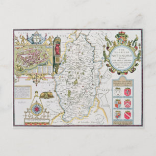 The Countie of Nottingham, engraved by Jodocus Postcard