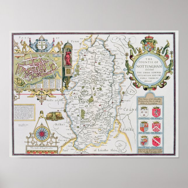 The Countie of Nottingham, engraved by Jodocus Poster (Front)