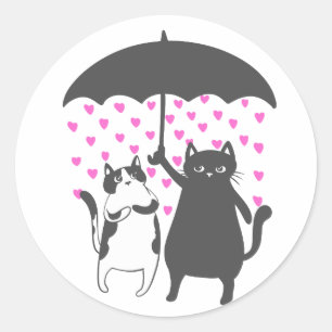 The couple love of cats - Choose background colour Classic Round Sticker