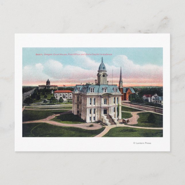 The Court House, Post Office, Capitol Bldg Postcard (Front)