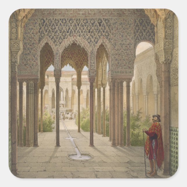 The Court of the Lions, the Alhambra, Granada, 185 Square Sticker (Front)
